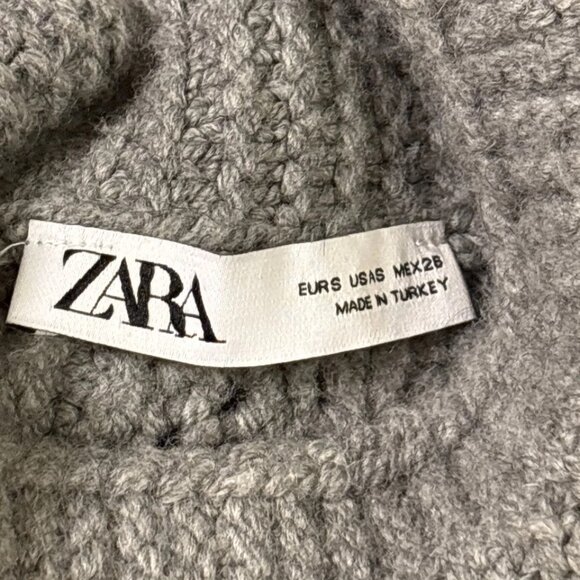 Zara Gray Blogger Sweater Favorite Fringed Knit Size Small S Turtleneck - Picture 9 of 12